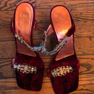 Giuseppe Zanotti Velvet Rhinestone Heels Shoes 🪆